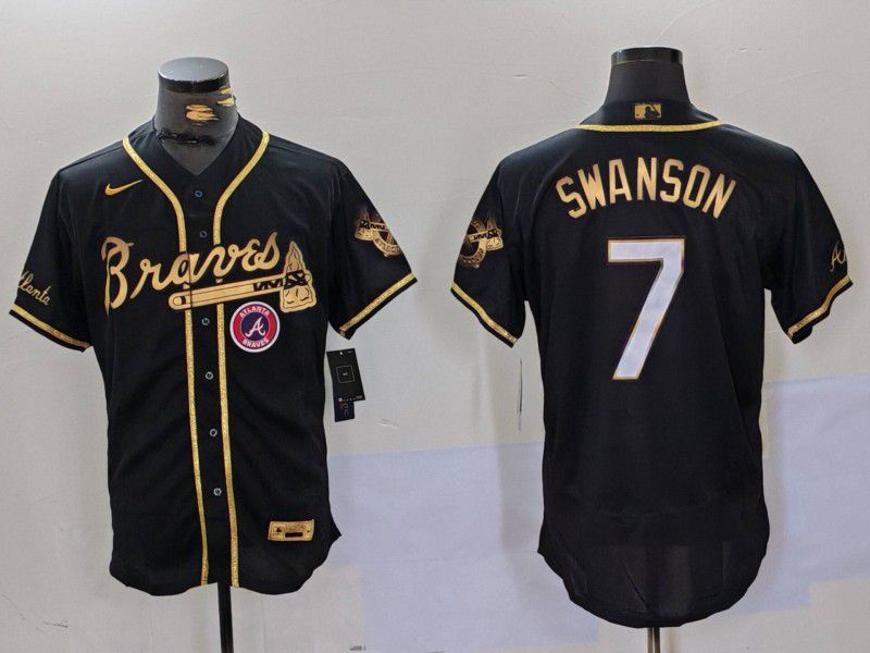 Men Atlanta Braves #7 Swanson Black Elite 2024 Nike MLB Jersey style 9022->atlanta braves->MLB Jersey